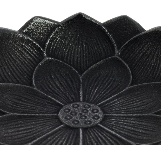 Incensário Japonês Flor de Lotus em ferro fundido - Preto