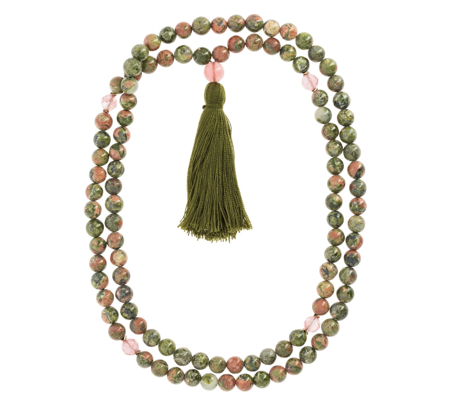 Japamala de Unakita com Quartzo rosa