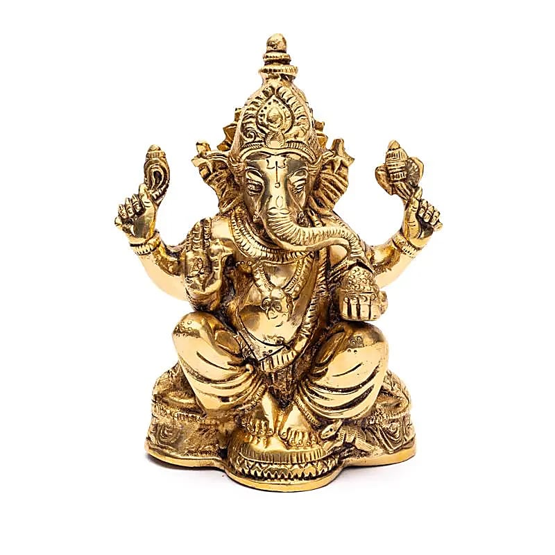 Estátua de Ganesha dourada - 16 cm Yogi & Yogini