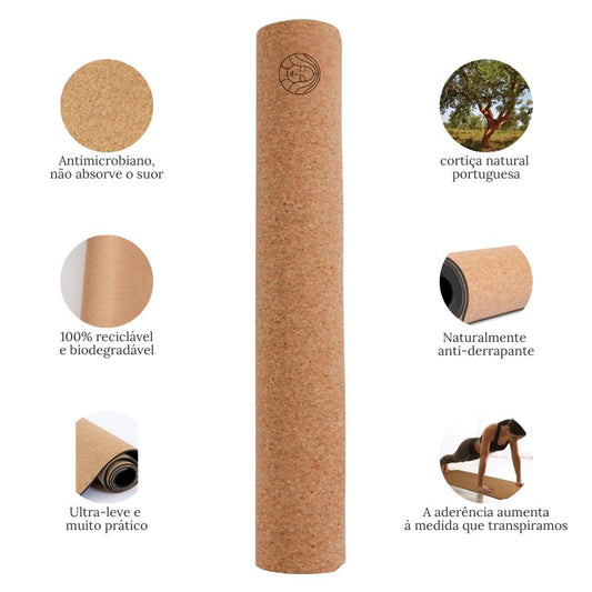 Tapete de yoga em cortiça natural Portuguesa