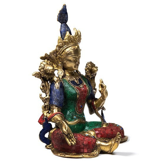 Estátua de Tara Verde com mosaico colorido - 40 cm