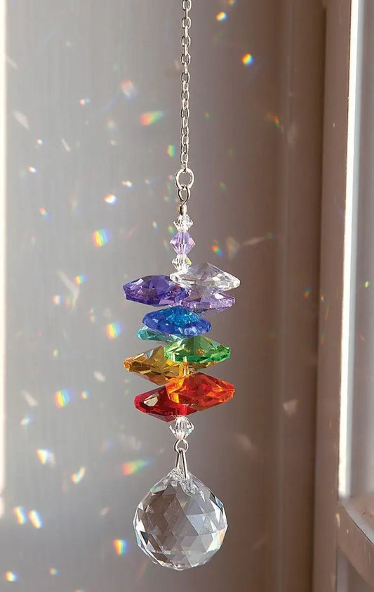 Cascata de cristais Swarovski multifacetados - Chakras