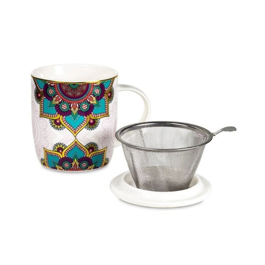 Chávena em porcelana com tampa e filtro - Mandala