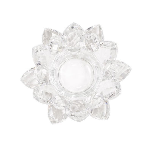 Porta-velas Flor de Lotus em Cristal