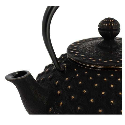 Chaleira Japonesa de ferro fundido Iwachu Kanbin preta e dourada - 350 ml