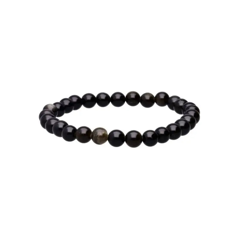 Pulseira com pedras de obsidiana dourada naturais