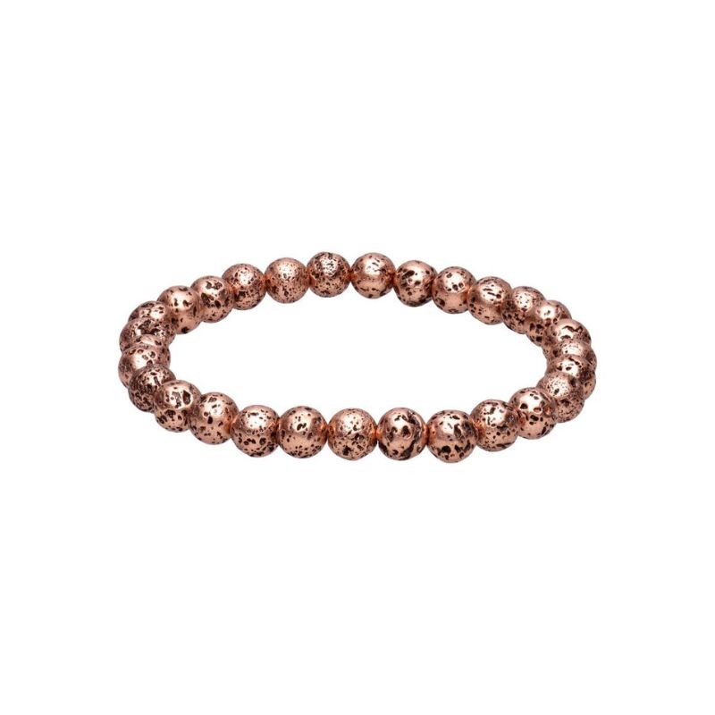 Pulseira de pedra de lava vulcânica com banho de Cobre