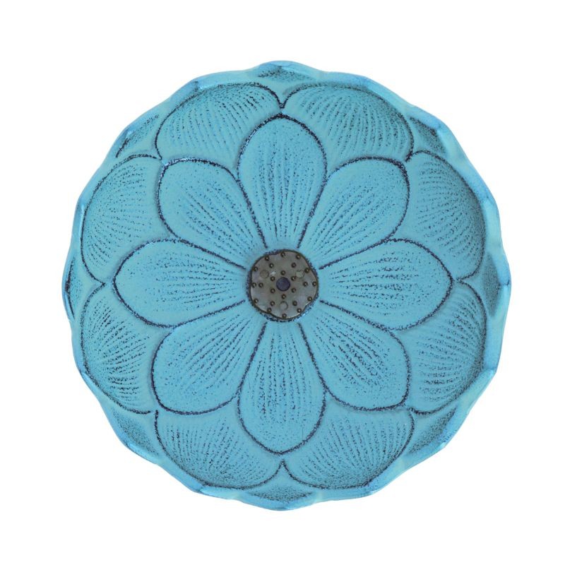 Incensário Japonês Flor de Lotus em ferro fundido - Azul claro