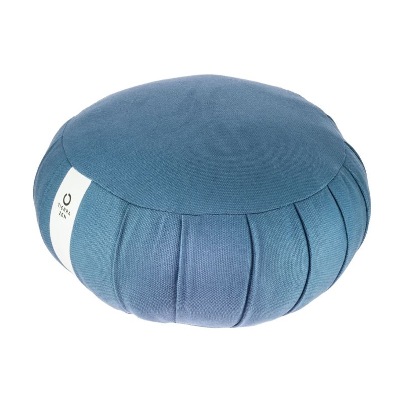 Zafu com enchimento de sumaúma na cor azul para meditação