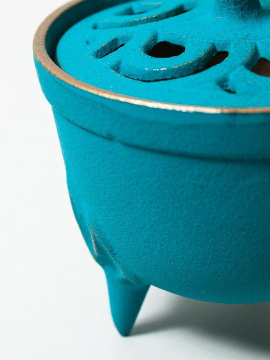 Incensário Japonês Bowl em ferro fundido - Turquesa