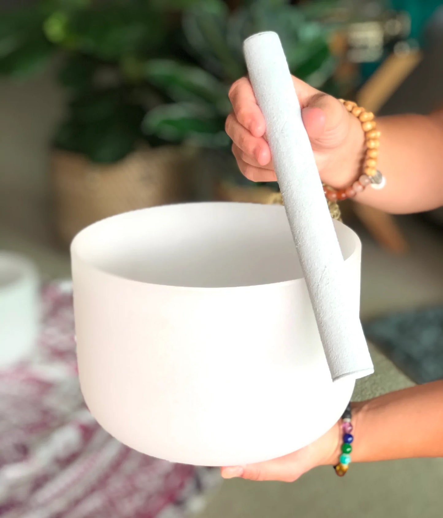 Kit de taças de cristal branco (432 Hertz) com malas