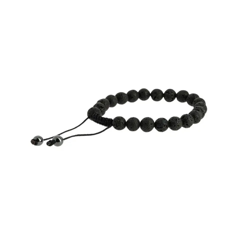Pulseira ajustável de Pedra de lava vulcânica e Hematite