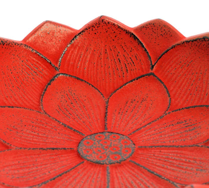 Incensário Japonês Flor de Lotus em ferro fundido - Vermelho