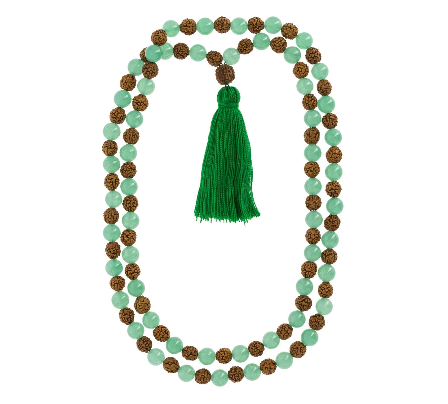 Japamala de Quartzo verde com rudraksha
