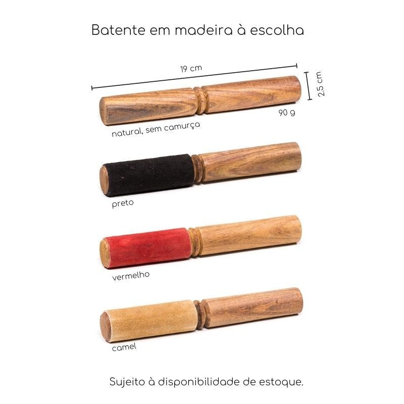 Taça tibetana Buda da medicina com batente em madeira - 28 cm