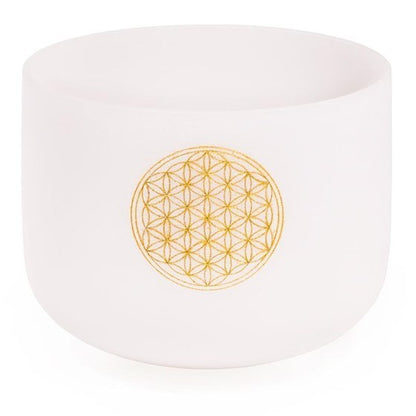 Taça sonora de cristal quartzo branco - 20 cm - Flor da Vida