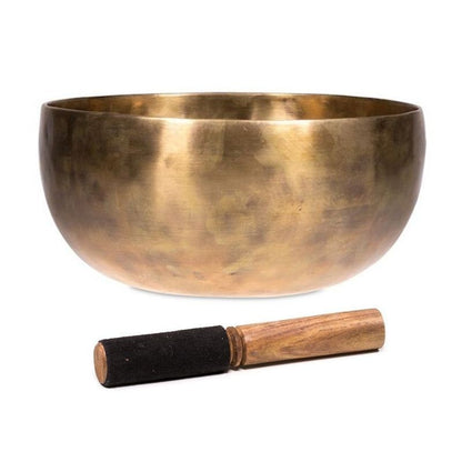 Taça tibetana Flor da vida com batente em madeira - 21 cm