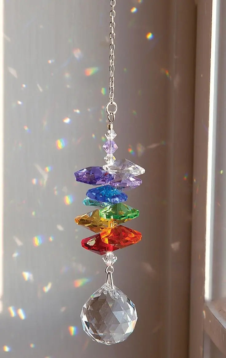 Cascata de cristais Swarovski multifacetados - Chakras