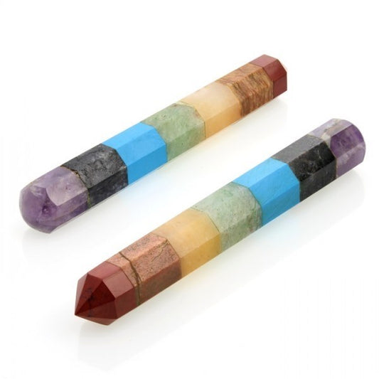 Bastão massajador em pedras semi-preciosas - 7 chakras