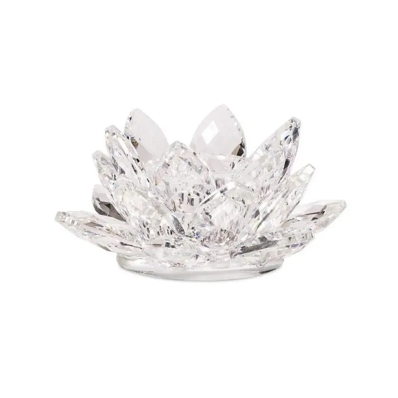 Porta-velas com forma de Flor de Lotus em Cristal