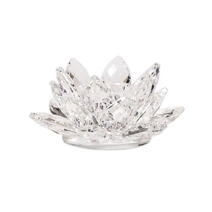 Porta-velas com forma de Flor de Lotus em Cristal