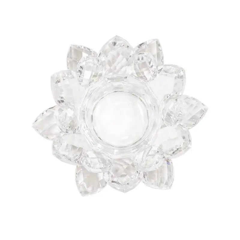 Porta-velas com forma de Flor de Lotus em Cristal