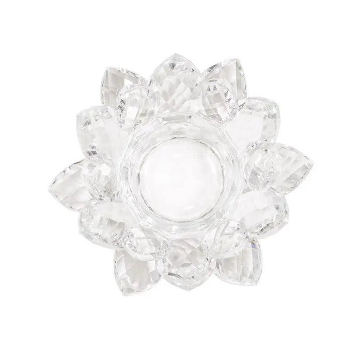 Porta-velas com forma de Flor de Lotus em Cristal