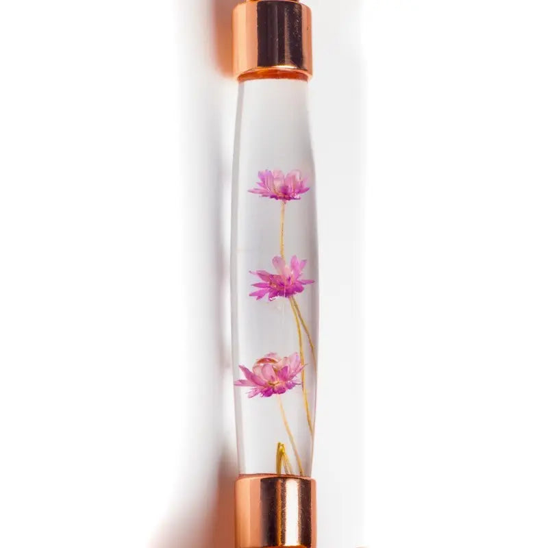 Massajador facial duplo de Quartzo Rosa com flores