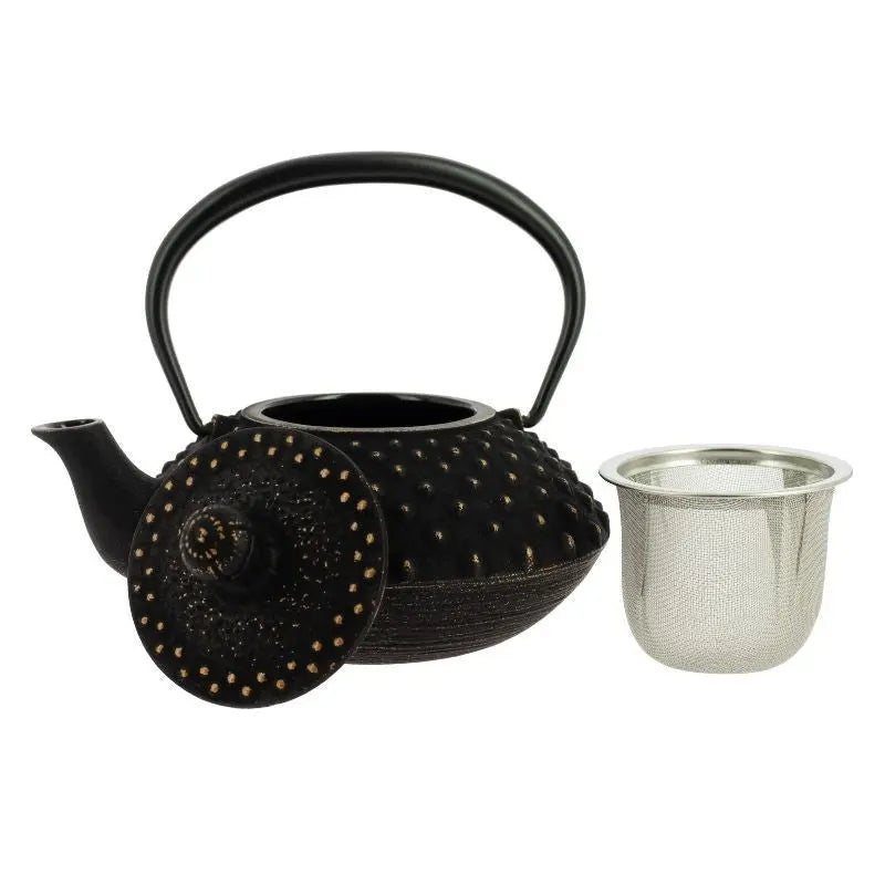 Chaleira Japonesa de ferro fundido Iwachu Kanbin Preta e dourada