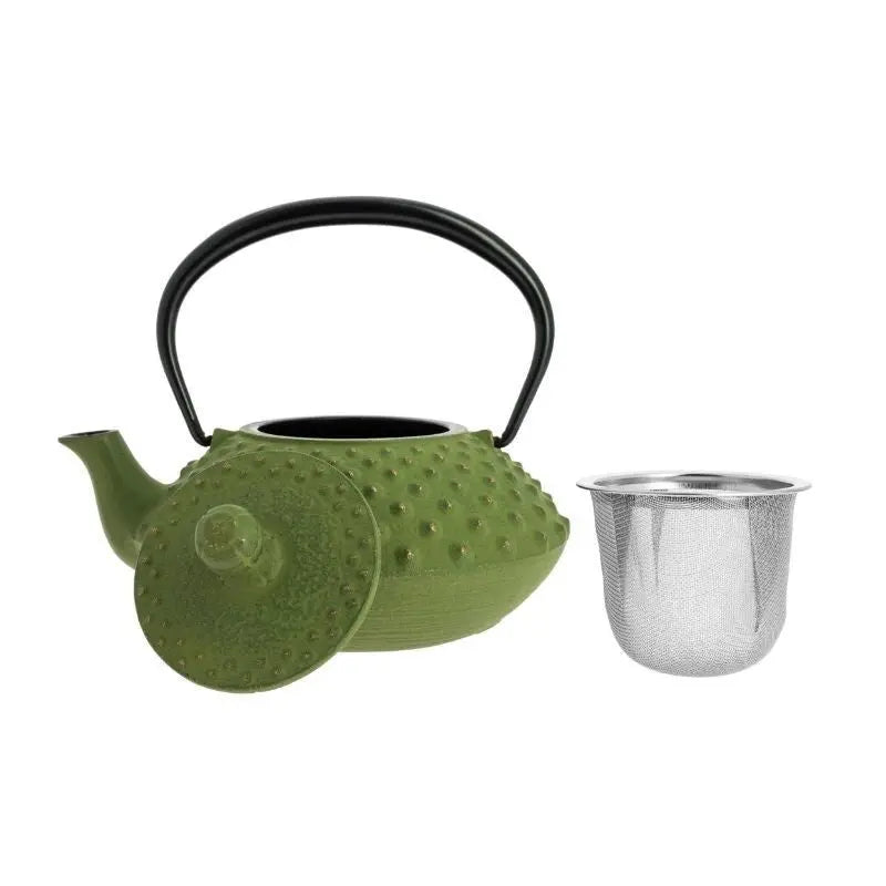 Chaleira Japonesa de ferro fundido Iwachu Kanbin verde e dourada