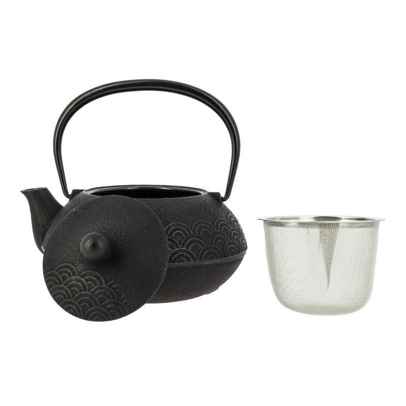 Chaleira Japonesa de ferro fundido Iwachu Seigaiha preta - 650 ml