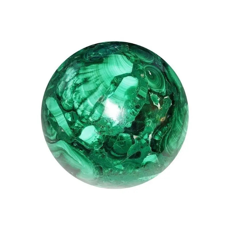 Esfera de malaquita em pedra natural polida
