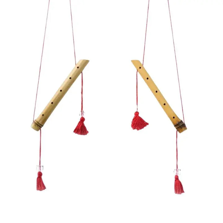 Conjunto de 2 flautas de bambu para Feng Shui, peças decorativas e energéticas