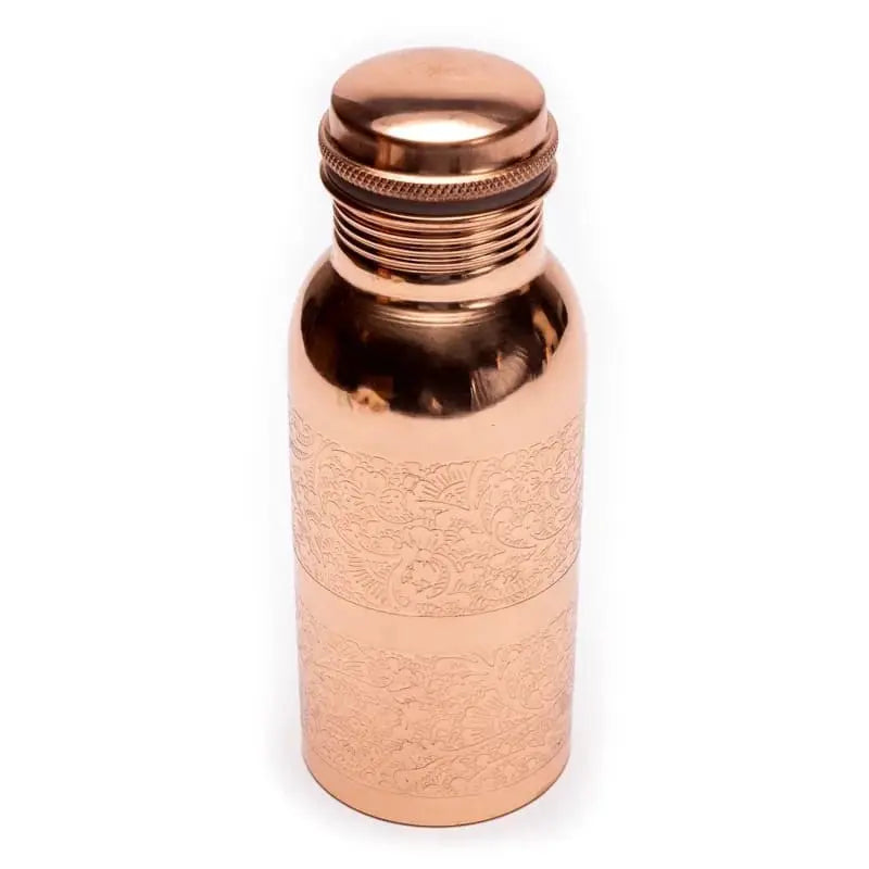 Garrafa de água em cobre com desenho floral