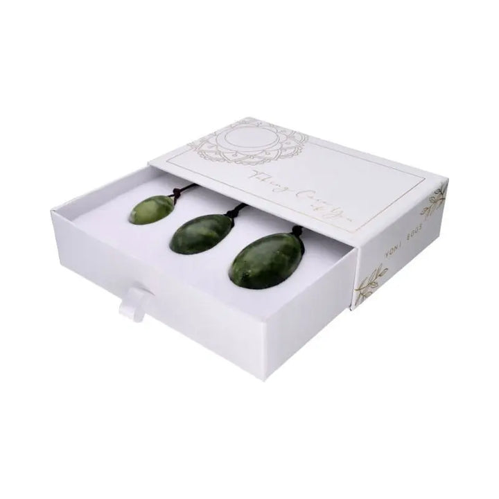 Conjunto de yoni eggs de jade em pedra natural polida