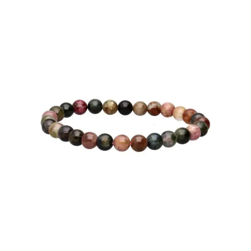 Pulseira com pedras de turmalina multicolorida naturais