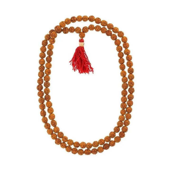 Japamala de rudraksha com contas naturais para meditação