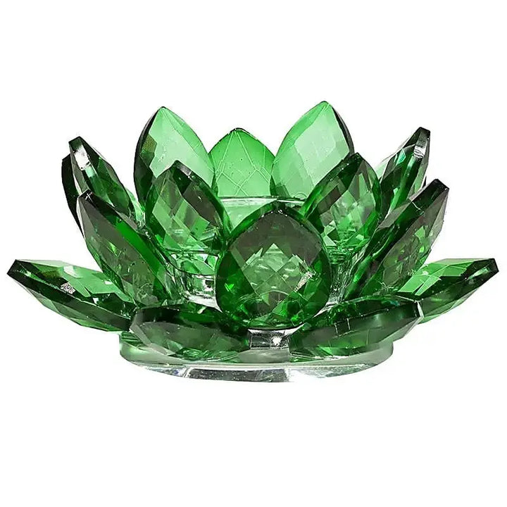 Porta-velas Flor de Lotus em Cristal verde
