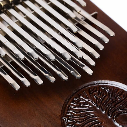 Kalimba em madeira de nogueira com 24 notas e gravação da Árvore da vida - Hluru