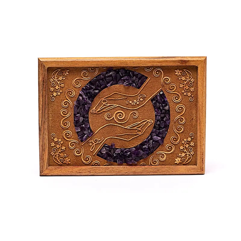 Guarda jóias decorado em madeira - Ametista