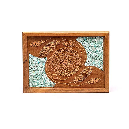 Guarda jóias decorado em madeira - Amazonita