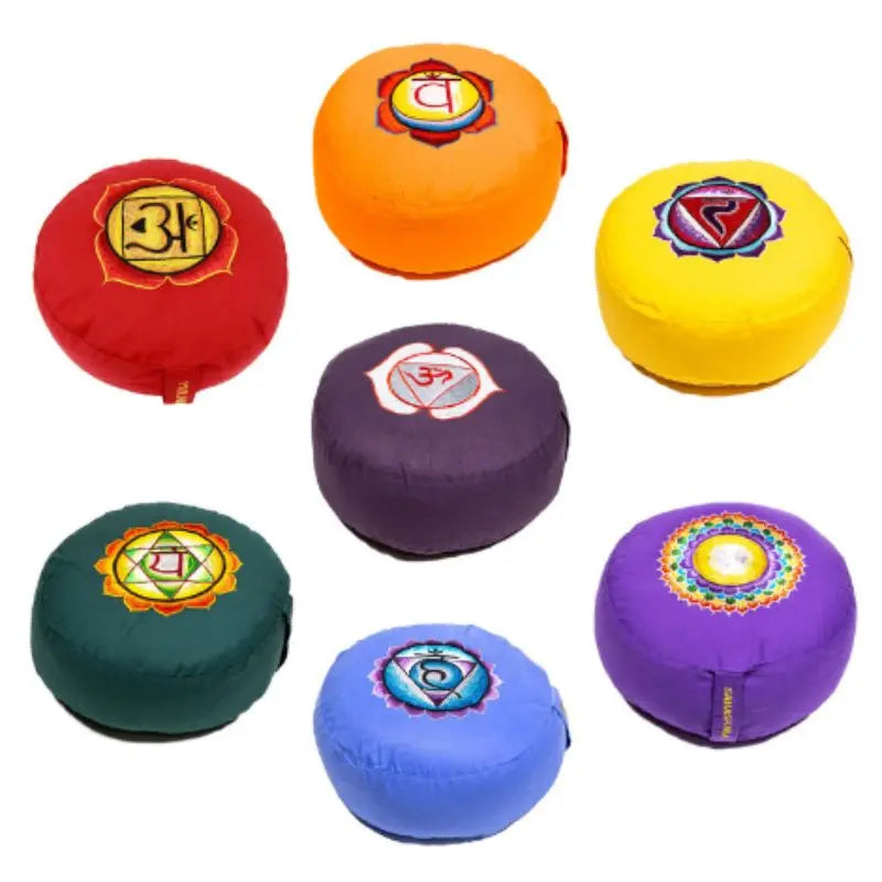 Kit de zafus bordados - 7 chakras