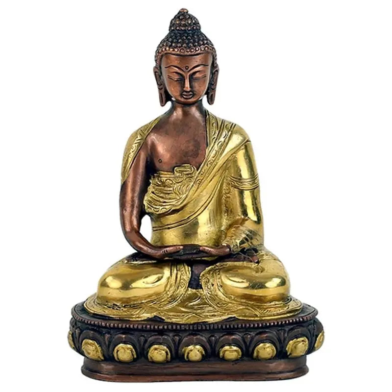 Estátua de Buda Amitabha em bronze e dourado - 20 cm