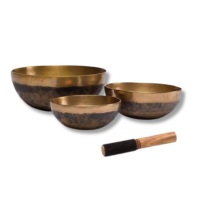 Taça tibetana Chaken com batente em madeira