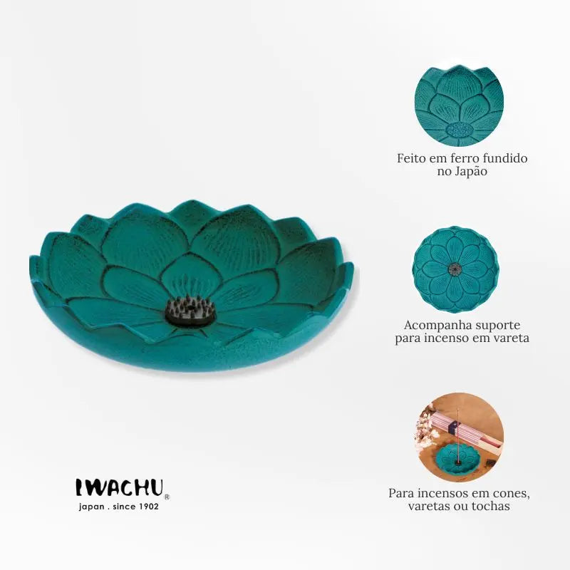 Incensario Japones Flor verde água