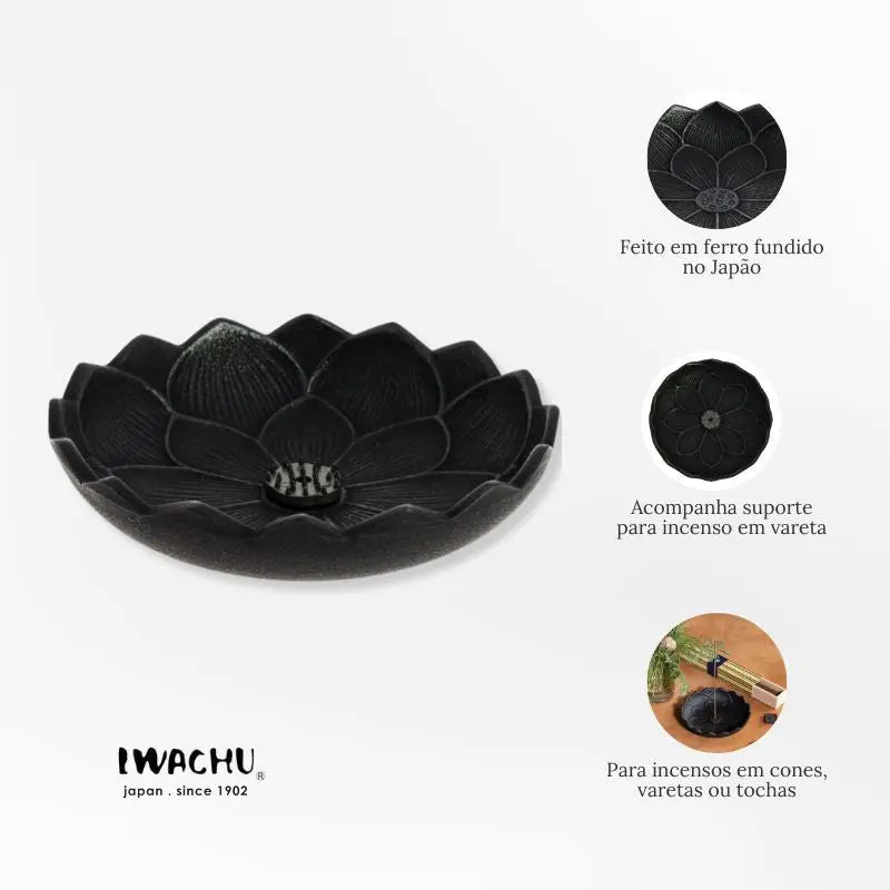 Incensario Japones Flor preto