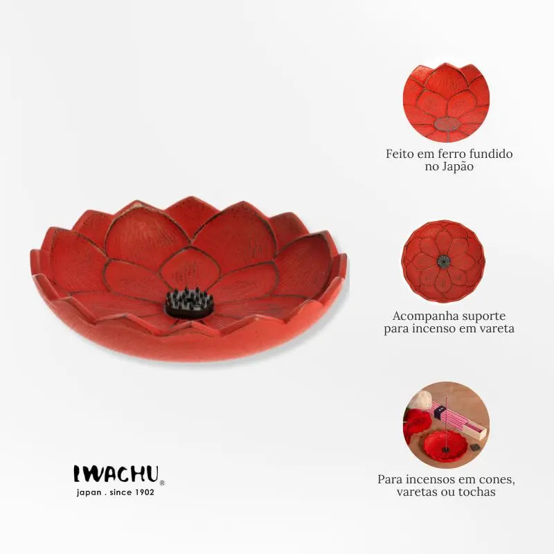 Incensario Japones Flor vermelho