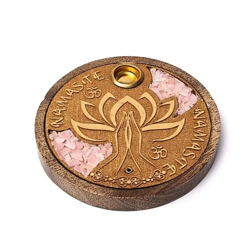 Incensário Flor de Lotus com Quartzo Rosa