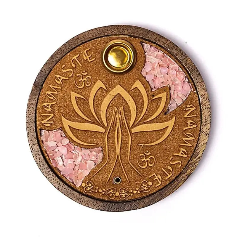 Incensário Flor de Lotus com Quartzo Rosa