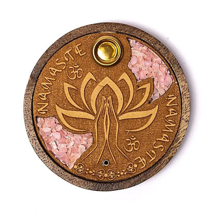 Incensário Flor de Lotus com Quartzo Rosa